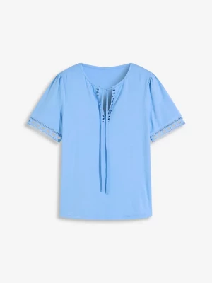 Obrázek produktu Tunika T-shirtowa z koronkową tasiemką BonPrix niebieski