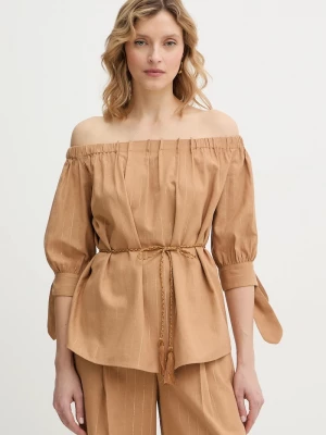 Obrázek produktu Twinset Halenka se lněnou směsí Twinset hnědá