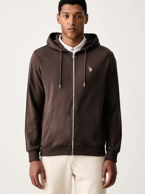Obrázek produktu U.. Polo Assn. rozepínací mikina kapucí pánská bavlnou DHM Interlock Zip U.S. POLO ASSN. hnědá