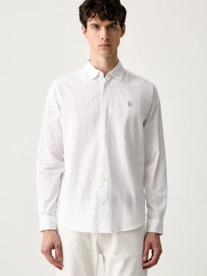 Obrázek produktu U.S. Polo Assn. safari košile pánská se lnem LINEN BLEND LS bílá