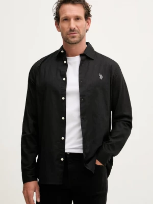 Obrázek produktu U.S. Polo Assn. safari košile pánská se lnem LINEN BLEND LS černá