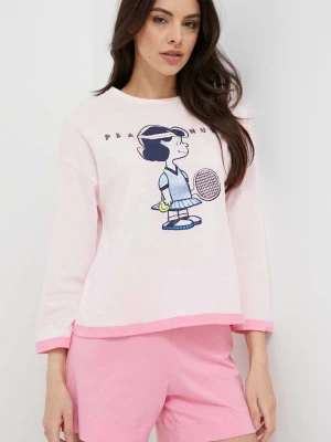 Obrázek produktu United Colors of Benetton Bavlněné pyžamové tričko United Colors of Benetton x Peanuts růžová