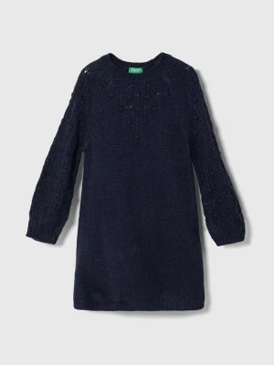 Obrázek produktu United Colors of Benetton Dětské šaty s příměsí vlny United Colors of Benetton námořnická modř