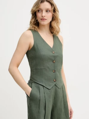 Obrázek produktu United Colors of Benetton jednořadá vesta dámská lněná zelená