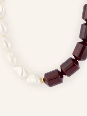 Obrázek produktu Vanessa Baroni Náhrdelník Barrel Pearl tmavě červená / zlatá / bílá