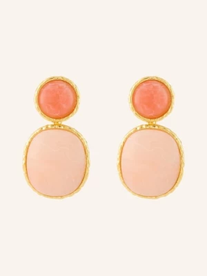 Obrázek produktu Vanessa Baroni Visací Náušnice Vintage Oval světle červená / zlatá / tmavě oranžová