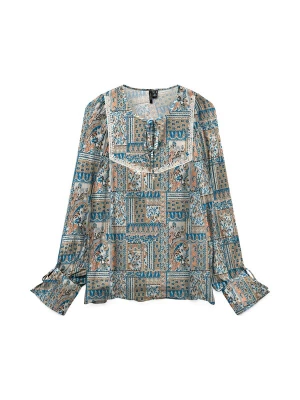 Obrázek produktu VERO MODA Halenka 'VMLISA LULU' béžová / kouřově modrá / oranžová