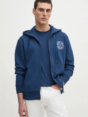 Obrázek produktu Versace Jeans Couture rozepínací mikina kapucí pánská bavlněná námořnická modř