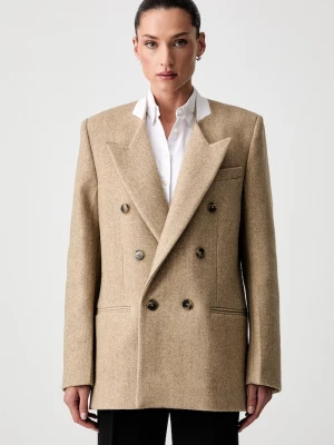 Obrázek produktu Victoria Beckham sako dámské s vlnou Beatrice béžová