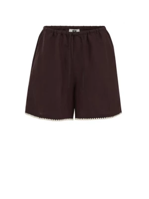 Obrázek produktu WE Fashion Kalhoty tmavě hnědá / bílá