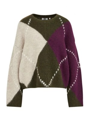 Obrázek produktu WE Fashion Svetr režná / olivová / tmavě fialová / bílá