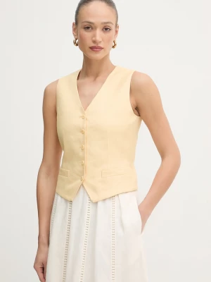 Obrázek produktu Weekend Max Mara jednořadá vesta dámská lněná PACE žlutá