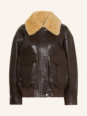 Obrázek produktu Weekend Max Mara Kožená Bunda Calata S Odnímatelným Límcem tmavě hnědá