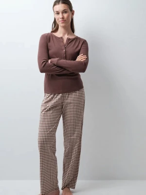 Obrázek produktu women'secret dvoudílné pyžamo dámské s bavlnou hnědá