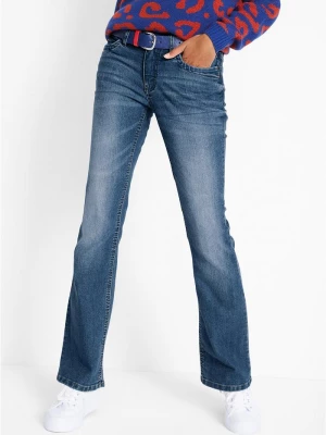 Obrázek produktu Wygodne dżinsy ze stretchem, o kroju bootcut, mid waist BonPrix niebieski
