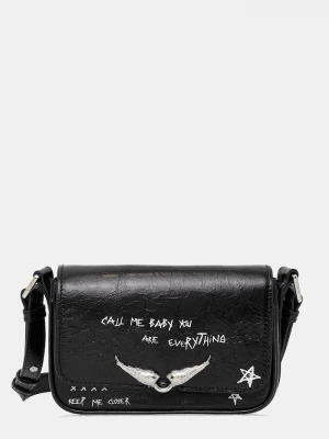 Obrázek produktu Zadig&Voltaire Kožená kabelka ZADIG&VOLTAIRE LE ZAZI VINTAGE GRAFFITI černá