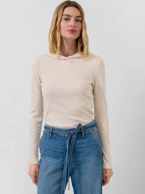 Obrázek produktu Žebrované tričko s kapucí, střih Slim Fit s.Oliver béžová